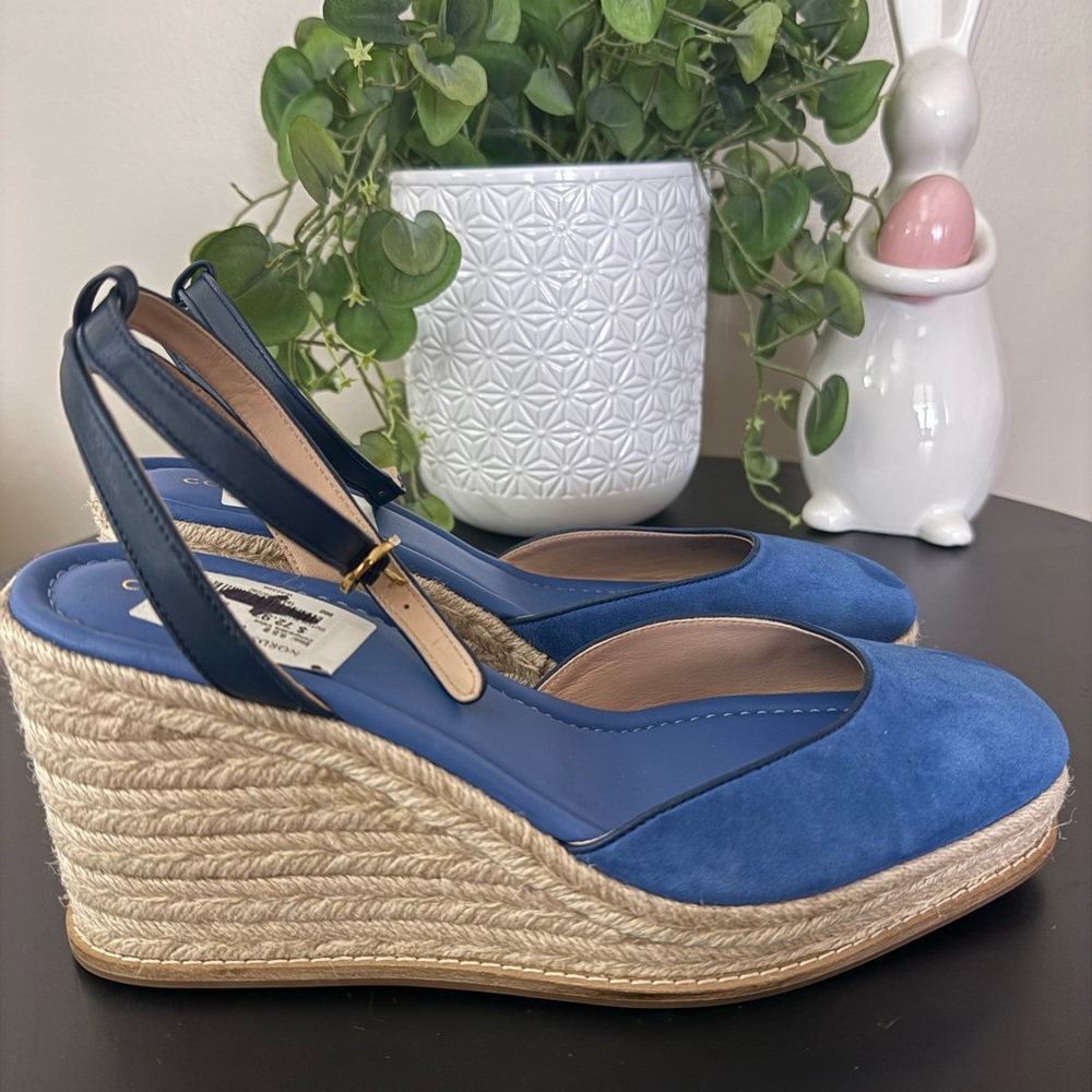 Cole Haan Women's Cloudfeel Kyra Espadrille Wedges in Blue Suede